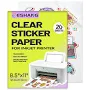 Eshang Printable Vinyl Sticker Paper for Inkjet Printer Clear Transparent Self-Adhesive Sheets 8.5x11 Vinyl Stickers 20 Pack