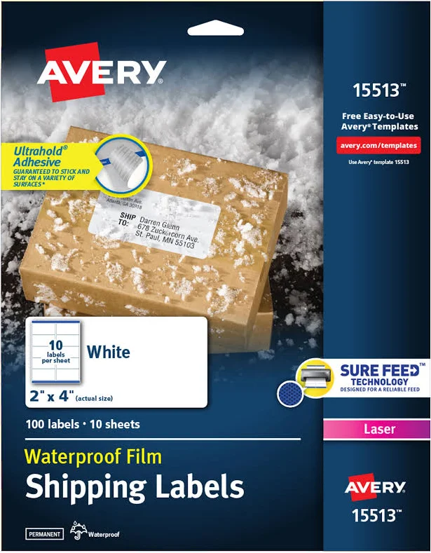 Avery Waterproof Labels with Ultrahold Permanent Adhesive 2
