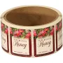 Honey Label- by Dozen(RED) 1 3/8" x 1 3/4" (Fits most bear sizes) - Beeline Woodenware