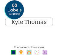 Personalized Iron-On Clothing Labels - Custom Iron-On Name Labels for Clothing - Rectangle by Name Bubbles