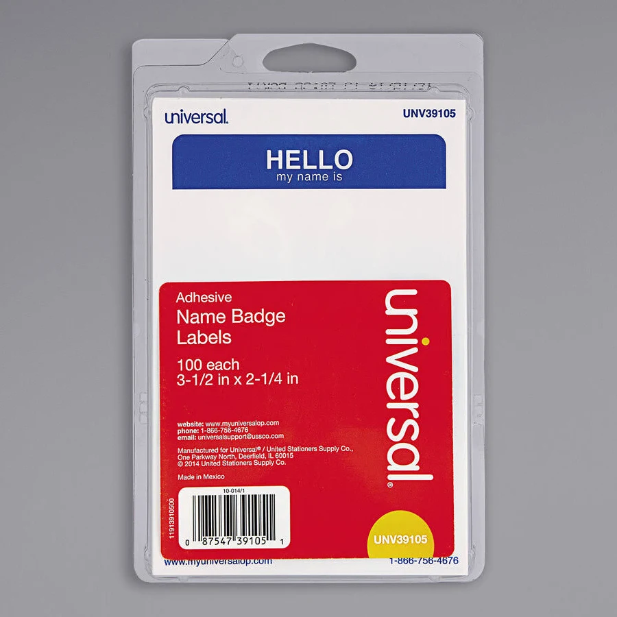 Universal Hello Self-Adhesive Name Badges