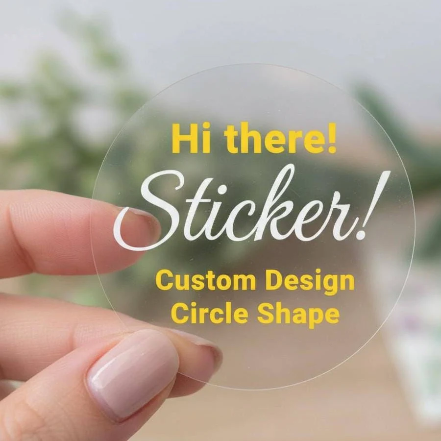 Custom Clear Stickers Logo Business, Transparent Vinyl Labels, Round Square Rectangle, 1.5-5 Inch, Personalized Waterproof, 100 Qty