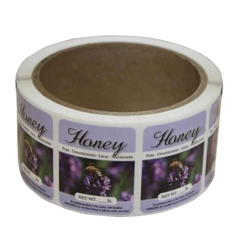 Honey Label / Roll of 200/ 1 3/4" x 1 3/8" (PURPLE)..Fits most Bear sizes - Beeline Woodenware