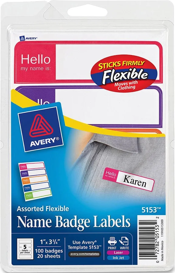 Avery Flexible Adhesive Mini Name Badge Labels