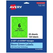 Avery Printable Hexagon Labels With Sure Feed Technology 2-1/2" x 94121-NGP