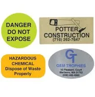 Seton Custom Specialty Size Roll Form Labels in Clear/White/Yellow