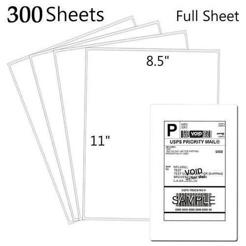 300 Full Sheet 8.5" X 11" Shippin…