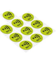 NFC Stickers, 10 Pack Nfc213 Tag Sticker 144 Bytes Memory Fully Programmable Blank Round 30mm/1.2" Dia NFC Tags for Phone, NFC-Enabled Devices, Yellow