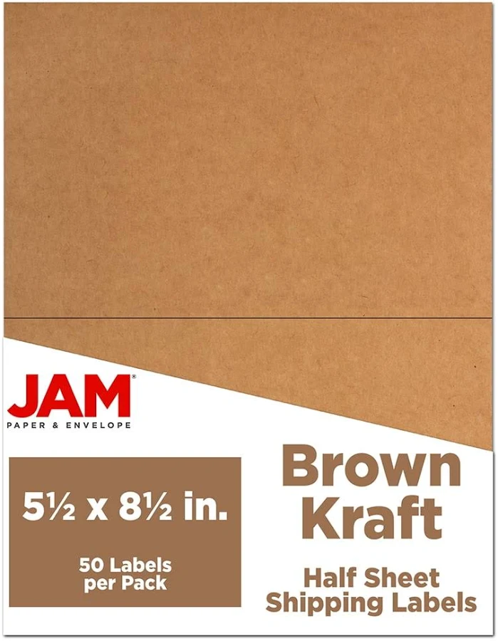 JAM Paper Shipping Labels Half Page 5 1/2 x 8 1/2