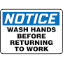 ACCUFORM Notice Sign Wash Hands Before Returning to Work