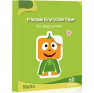 Lzerking Printable Vinyl Sticker Paper for Inkjet Printer Matte White 60 Sheets