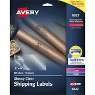 Avery Glossy Clear Easy Peel Mailing Labels w Sure Feed Technology 6522