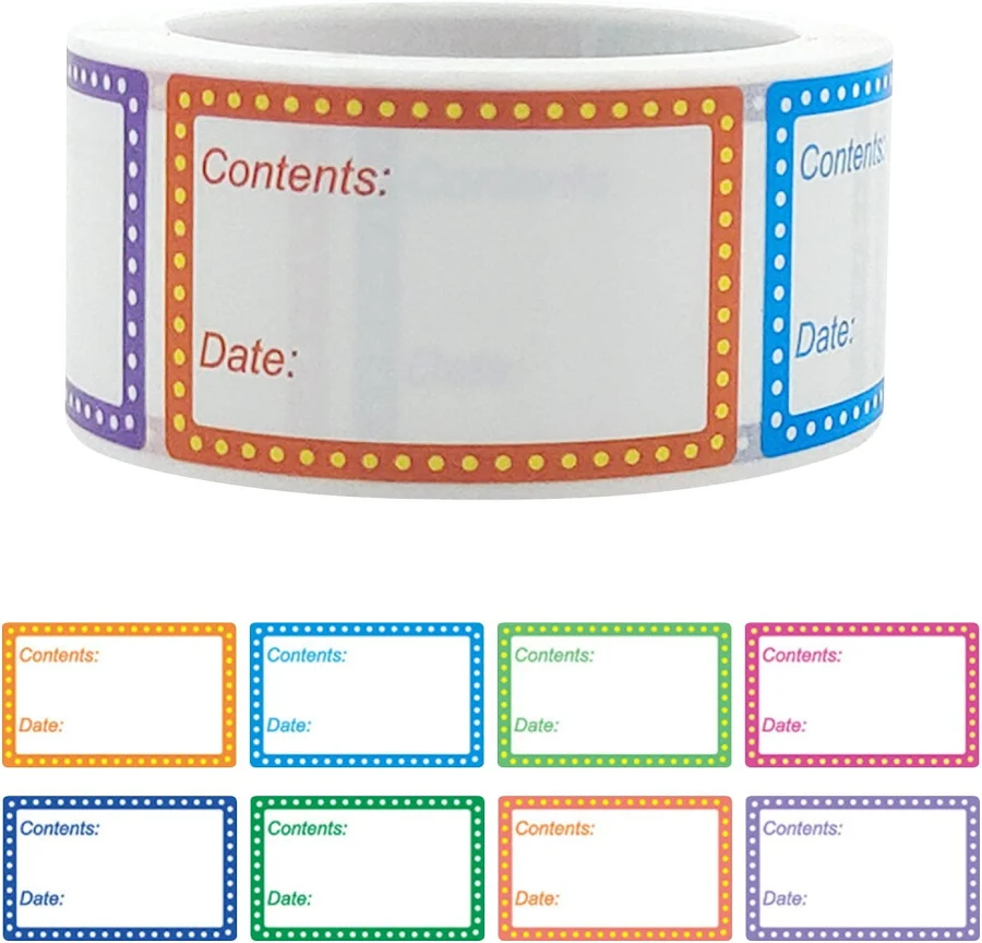 Removable Food Label Stickers,Freezer Container Marking Tags,Waterproof Jar Label Roll,Tear Oil Water Resistant Self-adhesive Material Removable No