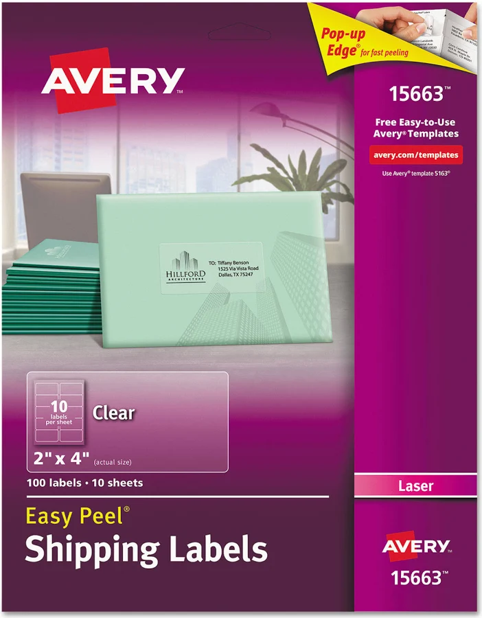 Avery Clear Sure Feed Shipping Labels