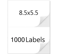 1000 Half Sheet Shipping Labels 8.5x5.5 Self Adhesive For Laser &