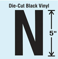 Stranco Inc Letter Label: 5 in Character Ht, Indoor/Outdoor, Non-Reflective, Gothic, Black, Die Cut, Uppercase [PK/10] Model: DBV-5-N-10