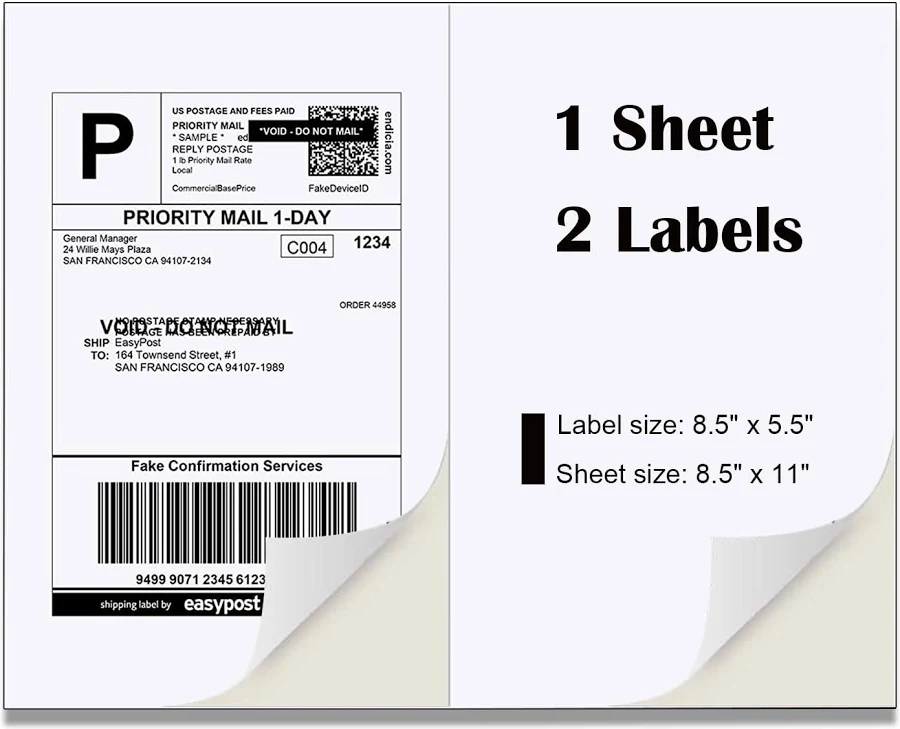 BESTEASY 200 Half Sheet Self Adhesive Shipping Labels