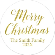 Merry Christmas Foil Stickers 2" - 180 Stickers