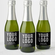 Promotional Business Logo Black Sparkling Wine Label