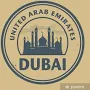 Sticker Stamp or label with text Dubai, United Arab Emirates