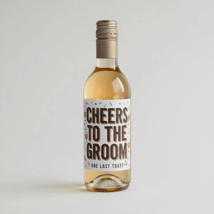 100 Custom Mini Wine Labels - Shape: Rectangle - Glossy Adhesive Paper