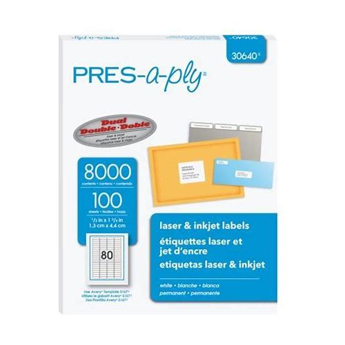 Pres-A-Ply White Labels, 1/2