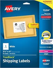 Trueblock Shipping 3-1/3x4in Labels White Permanent 6-up 10-sheets