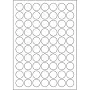 Durable white matte plastic self-adhesive labels circle 25x25 mm, on A4 sheet, for laser printing