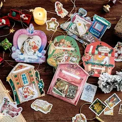 Stamprints Christmas Gold Foil Paper Stickers Holiday Labels, Wreaths & Angels for Dinner Party Decorations and Gift Packaging