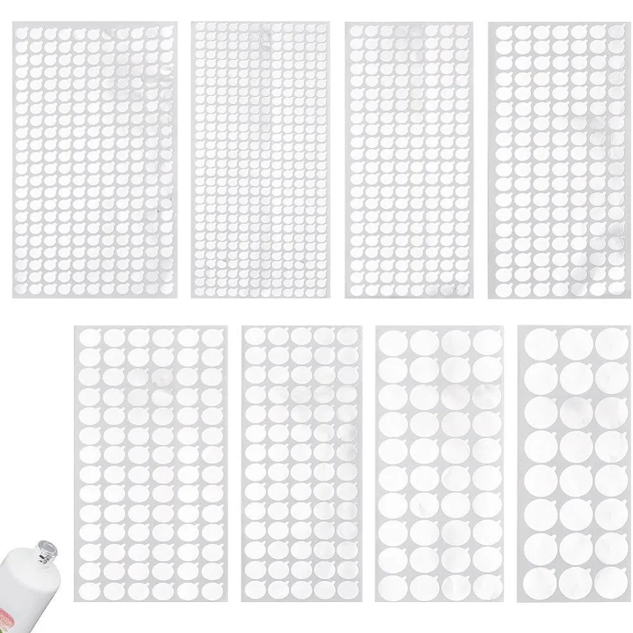 1122pcs 8 Styles Round Aluminium Foil Stickers Sealing Label Adhesive Label for Cosmetic Sealing Stickers
