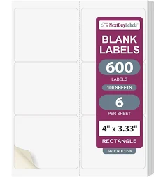 Nextdaylabels – 4" x 3-1/3" Rectangular Sticker Labels for Printer - White Laser/Inkjet Printer Labels Return Address Labels Shipping Label Stickers