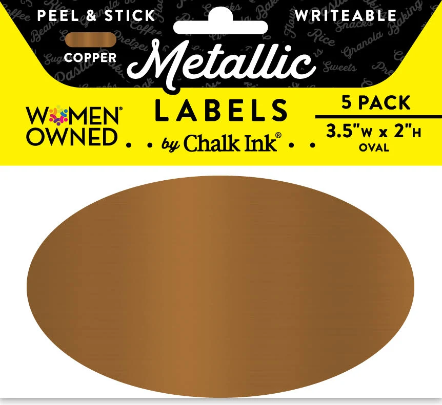 Metallic Copper Peel & Stick Oval Writeable Labels