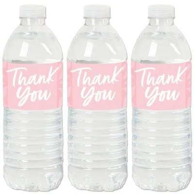 Big Dot of Happiness Pink Elegantly Simple Water Bottle Sticker Labels