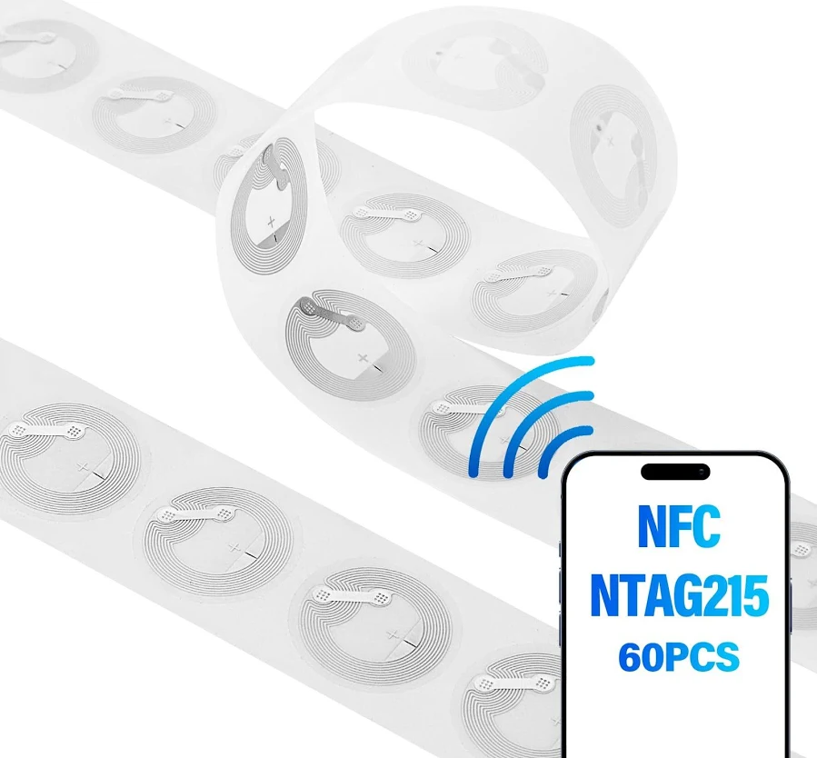 60 Pcs Nfc Stickers/Nfc Tag Ntag215 Chip Transparent Waterproof & Rewritable