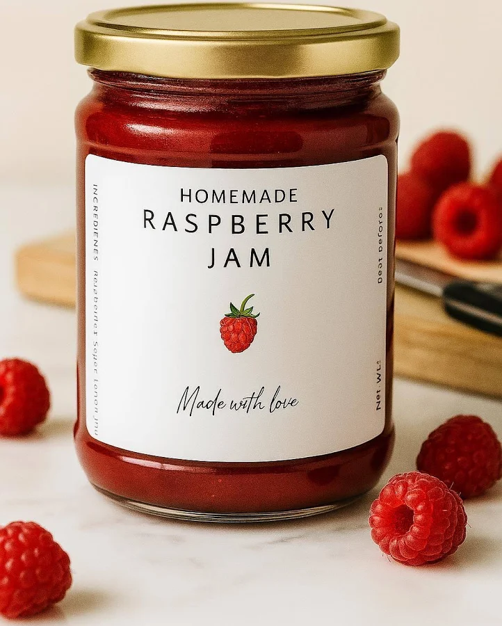 Personalised Jam Jar Labels Sticky Self Adhesive Strawberry, Raspberry Stickers