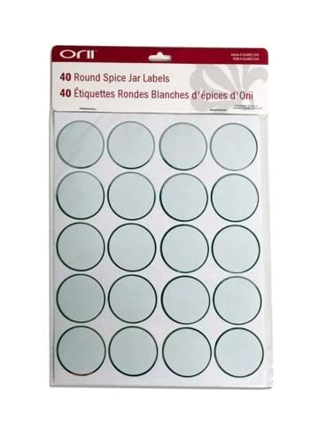 Round Spice Jar Labels – 40 Blank Silver Border Stickers (1.4")