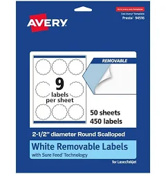 Avery Removable Round Scalloped Labels