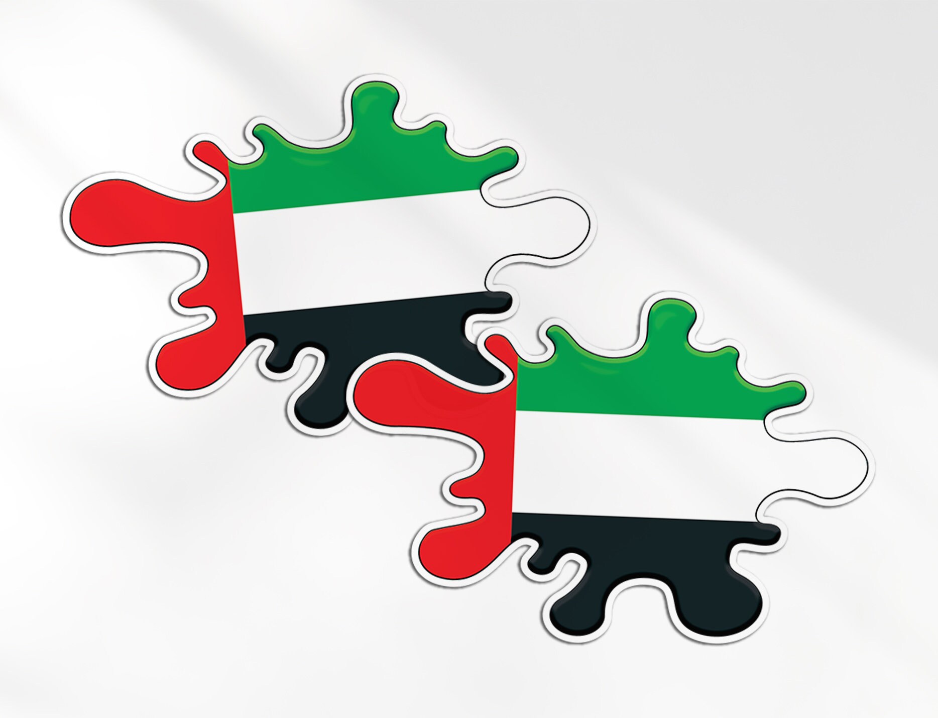 2 x 15cm UAE Flag Vinyl Stickers - United Arab Emirates Travel Holiday City Landmarks Luggage Paint Splatter Scrapbooking Sticker #81753