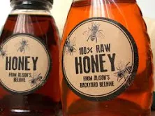 Custom Rubber Stamp Honey kraft paper bottle labels, personalized printed round bee stickers for mason canning jars, custom honey bee labels