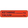 Tabbies Veterinary Drug Syringe Labels, Ketamine & Valium, 1-1/4" x 1/3", Fluorescent Red, 760 Labels/Roll