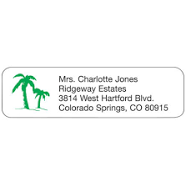 Walter Drake Personal Design Labels Palm Tree Self-Adhesive White