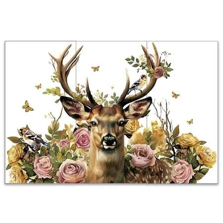 3 Sheets PVC Waterproof Decorative Stickers Self Adhesive Decals Furniture Decoration Deer