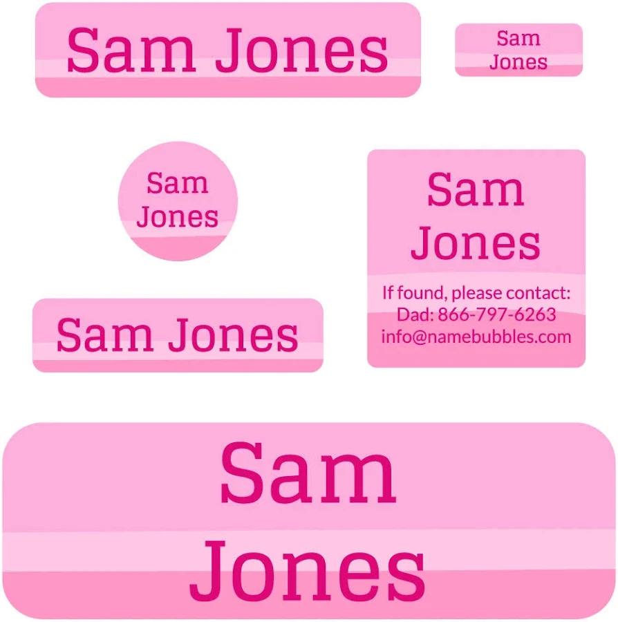 Personalized School Labels Pack - Ombre School Labels Pack - Ombre Pink by Name Bubbles
