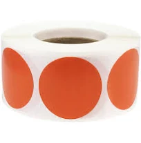 Hot Orange Circle Dot Stickers 1 inch inch Round