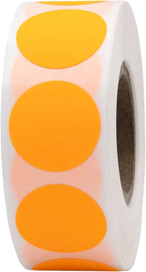 InStockLabels Fluorescent Orange 3/4" Color Coding Labels