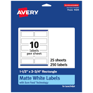 Avery Matte White Rectangle Labels With Sure Feed 94205-WMP
