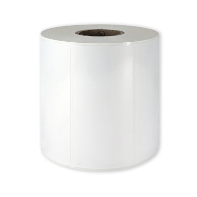 Polyethylene self-adhesive labels 100x50 mm durable white glossy plastic for thermal transfer, 1250 labels per roll