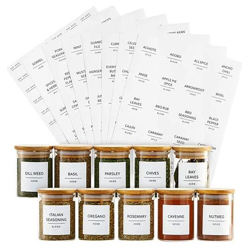 Spice Jar Labels Pre-Printed Mini…