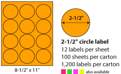 Round Laser and Inkjet Labels Neon