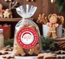 Made with Love Christmas Stickers for Baked Goods, Party Favors and Homemade Gifts | 12 Round Labels | Santa Claus Gift Stickers | DIY